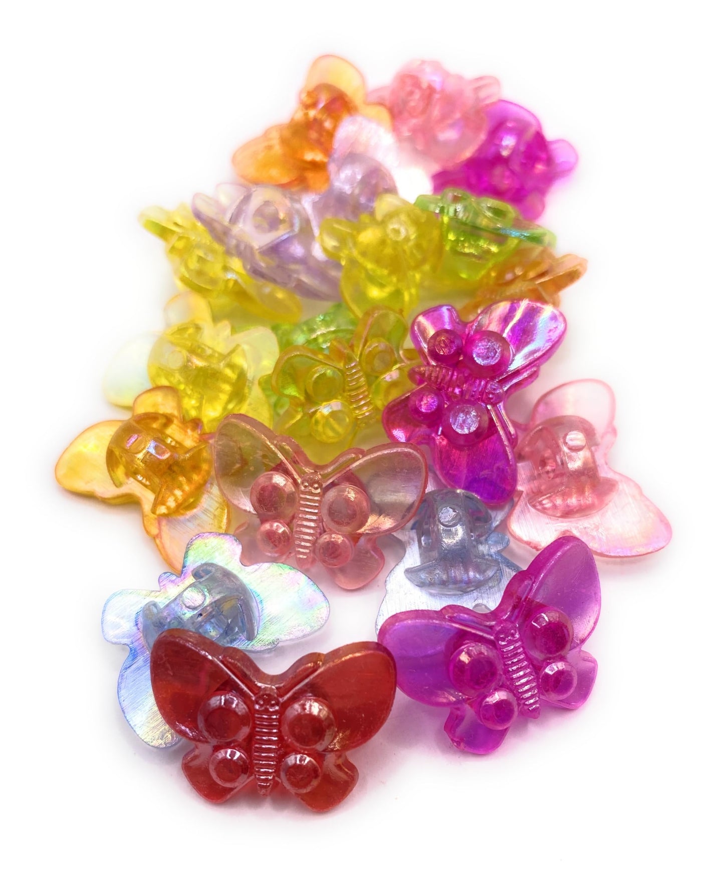 KnitForLess Transparent Colour Acrylic Butterfly Sewing Shank Buttons 21mm x 15mm Mixed Colours Knitting Cardigans