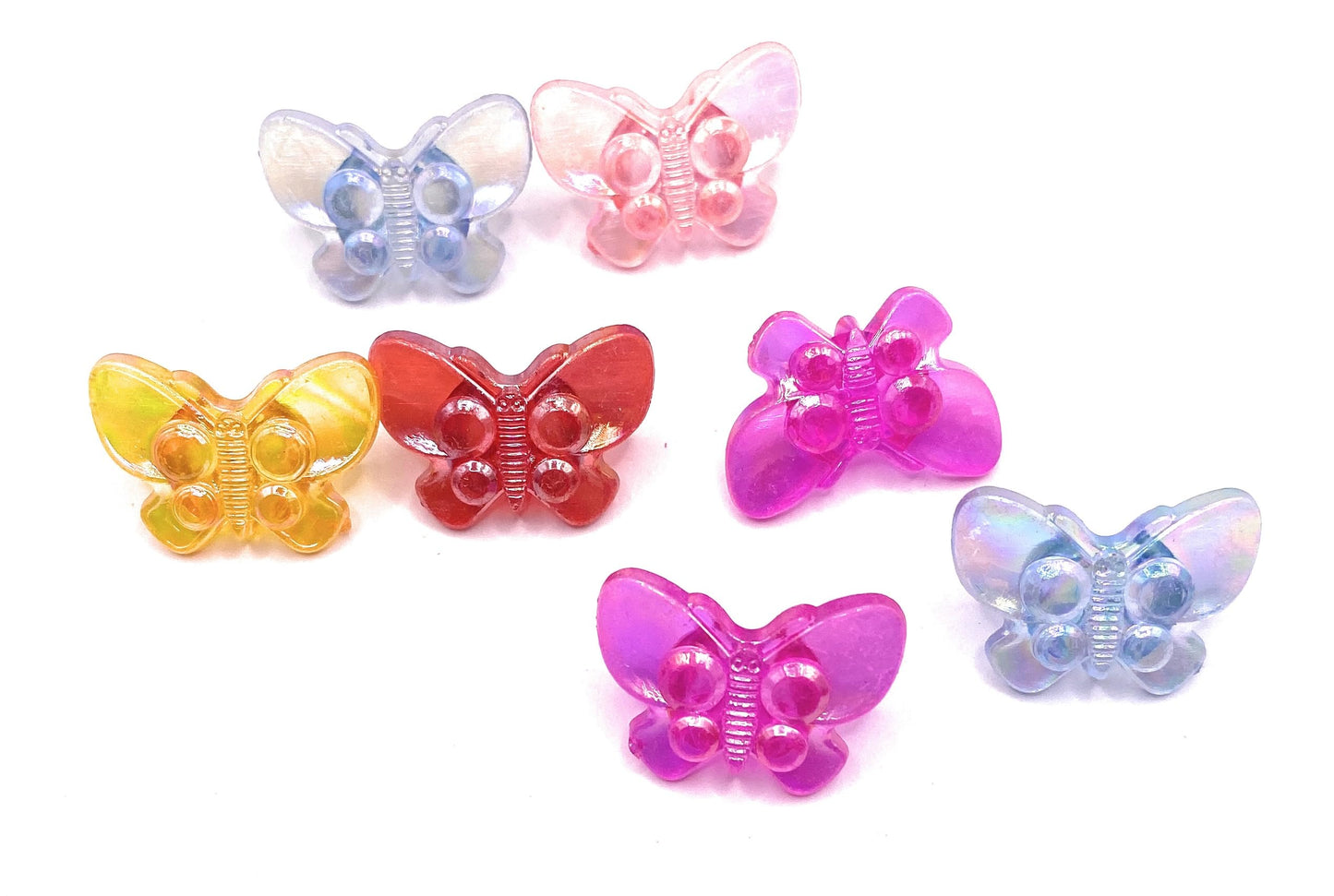 KnitForLess Transparent Colour Acrylic Butterfly Sewing Shank Buttons 21mm x 15mm Mixed Colours Knitting Cardigans