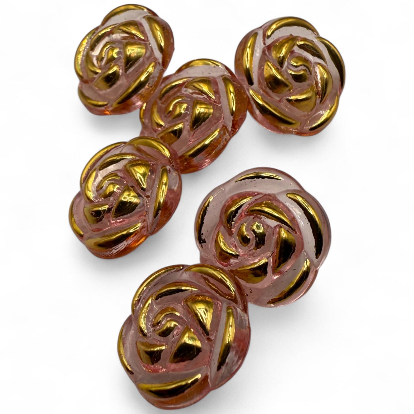 KnitForLess Transparent Acrylic Rose Flower Buttons, 15mm, Round, Pack of 10, 8 Colours