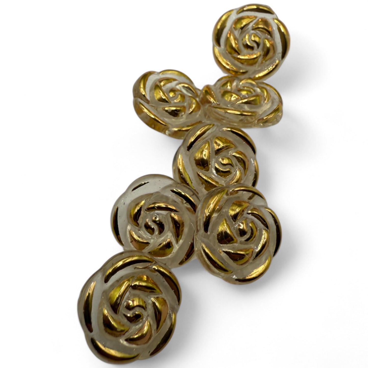 KnitForLess Transparent Acrylic Rose Flower Buttons, 15mm, Round, Pack of 10, 8 Colours