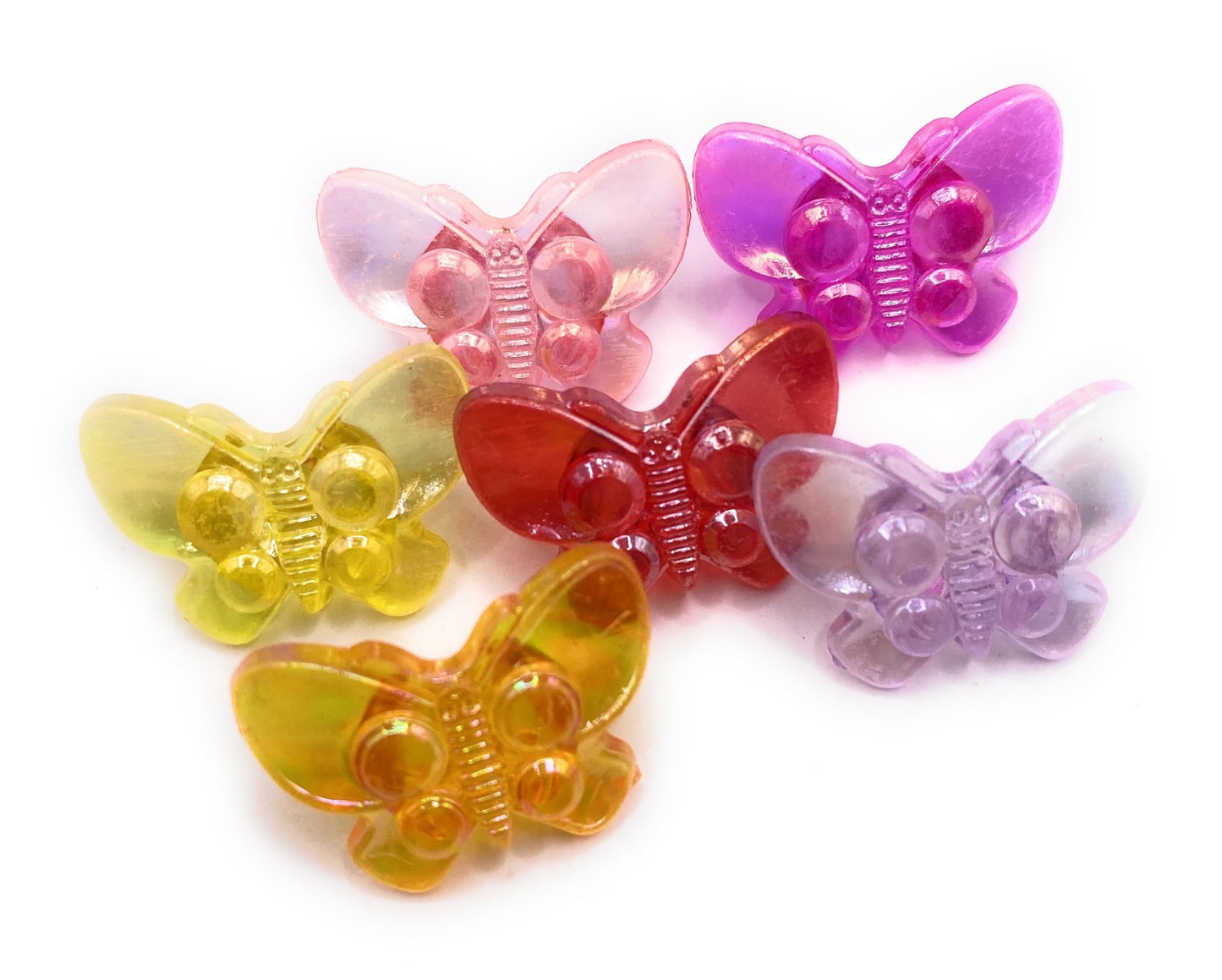 KnitForLess Transparent Colour Acrylic Butterfly Sewing Shank Buttons 21mm x 15mm Mixed Colours Knitting Cardigans