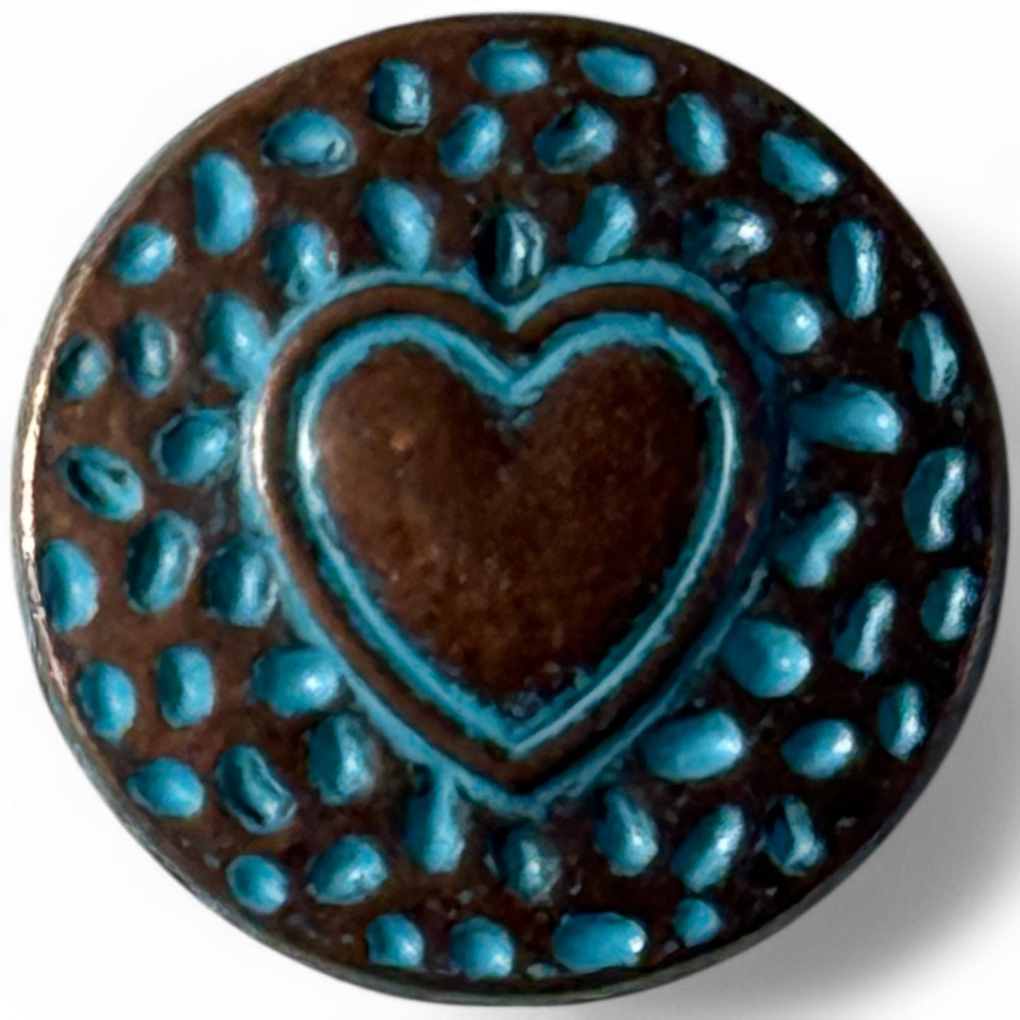 KnitForLess Heart Carved Buttons, 18mm Shank, Antique Copper, Round, Pack of 6