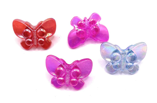 KnitForLess Transparent Colour Acrylic Butterfly Sewing Shank Buttons 21mm x 15mm Mixed Colours Knitting Cardigans