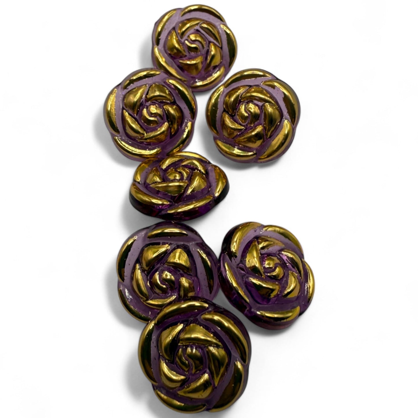 KnitForLess Transparent Acrylic Rose Flower Buttons, 15mm, Round, Pack of 10, 8 Colours