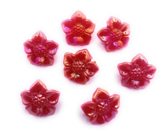 KnitForLess 16x18mm Shank Buttons Flower Abs Crimson Colour Great for Cardigans Handmade Knitting