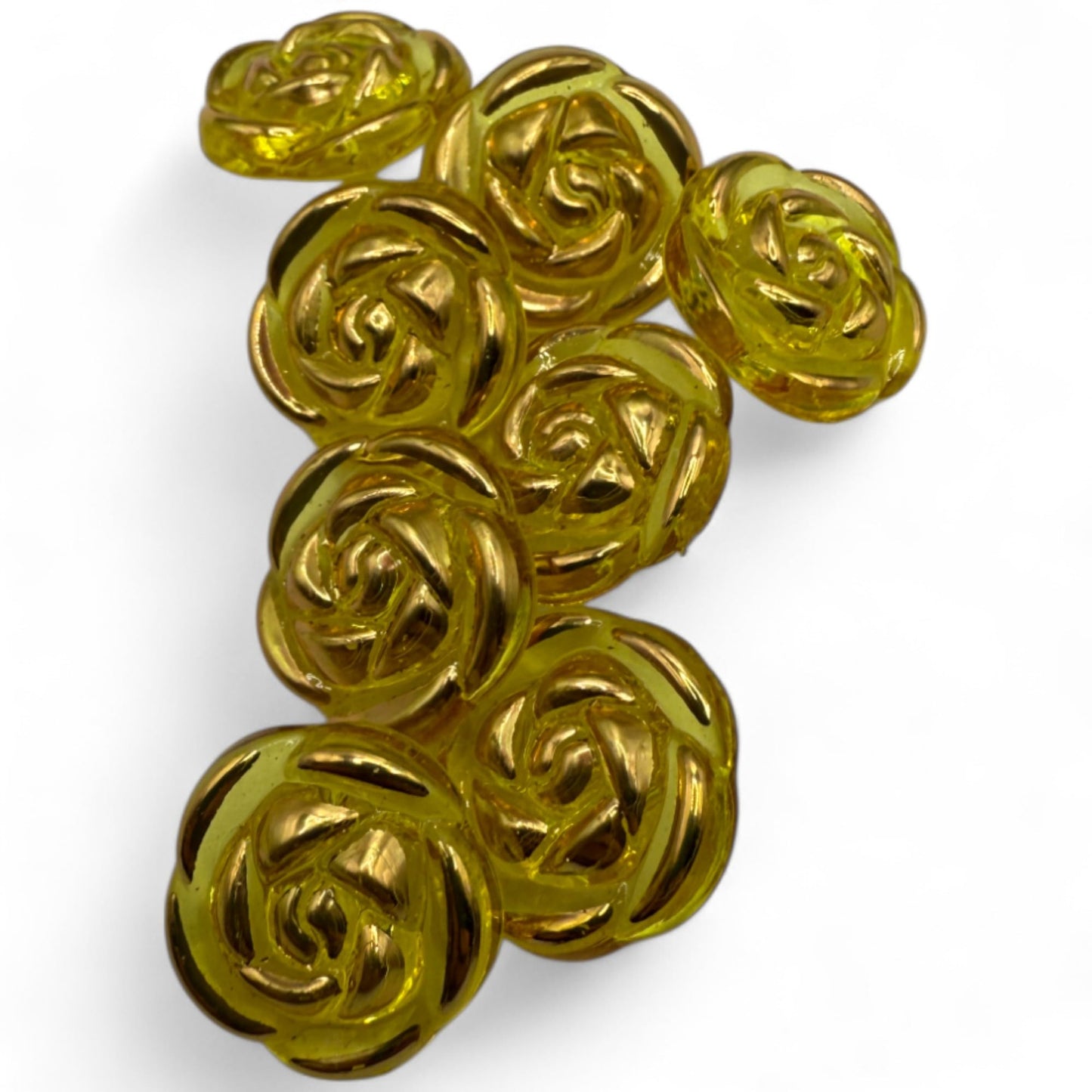 KnitForLess Transparent Acrylic Rose Flower Buttons, 15mm, Round, Pack of 10, 8 Colours