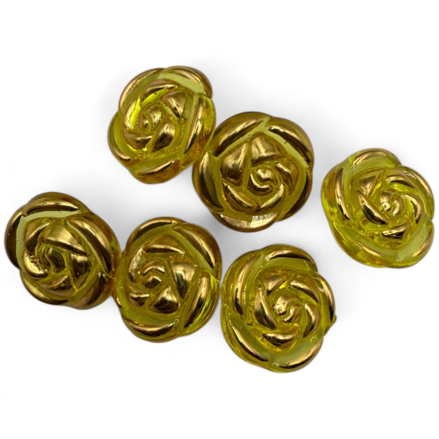 KnitForLess Transparent Acrylic Rose Flower Buttons, 15mm, Round, Pack of 10, 8 Colours