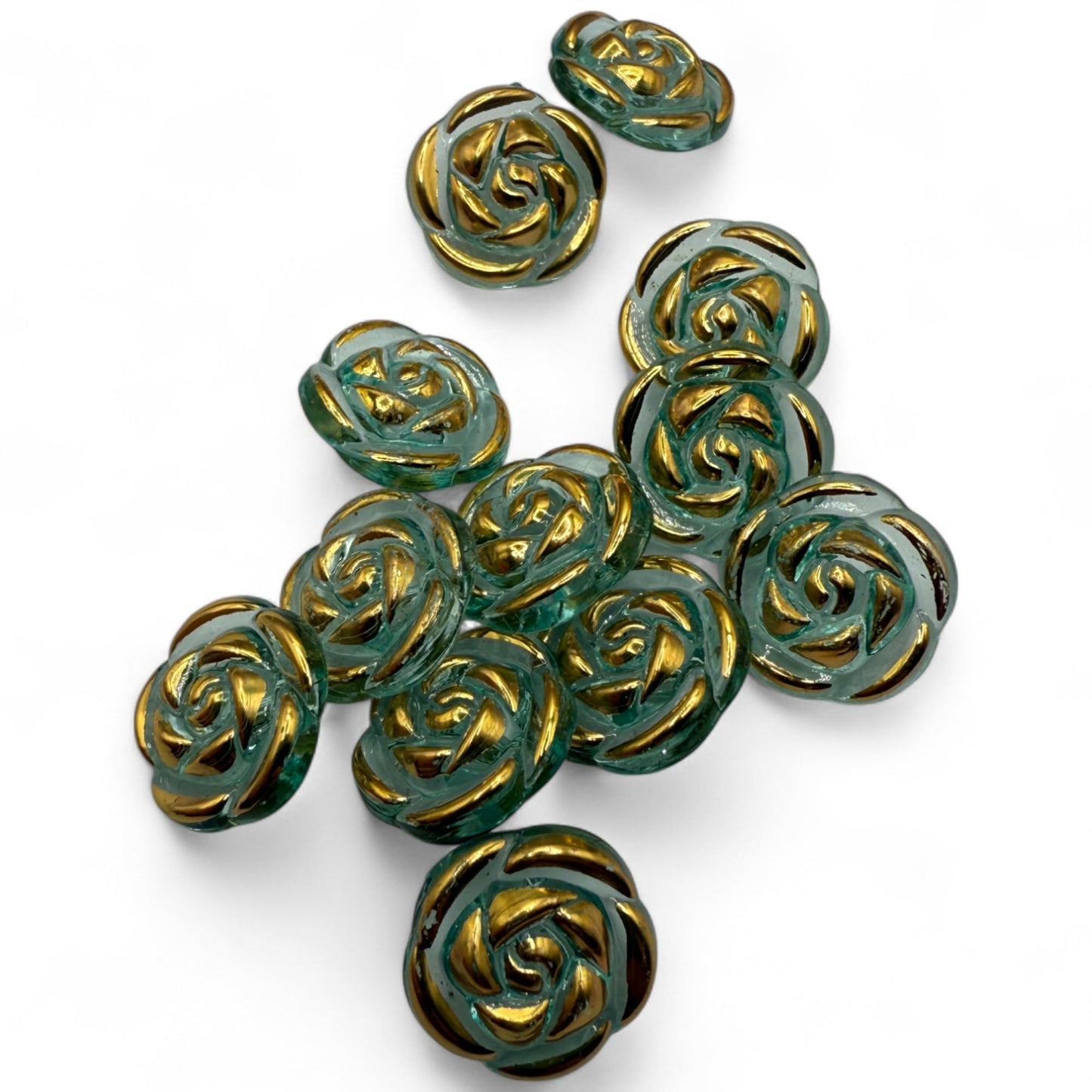 KnitForLess Transparent Acrylic Rose Flower Buttons, 15mm, Round, Pack of 10, 8 Colours