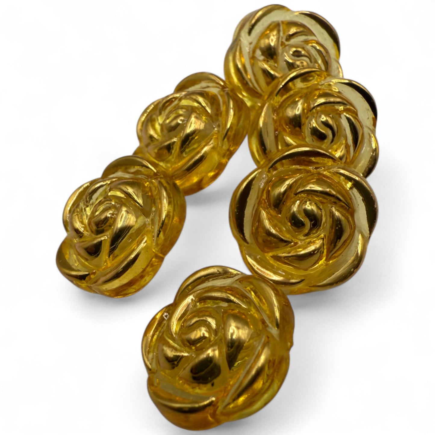 KnitForLess Transparent Acrylic Rose Flower Buttons, 15mm, Round, Pack of 10, 8 Colours